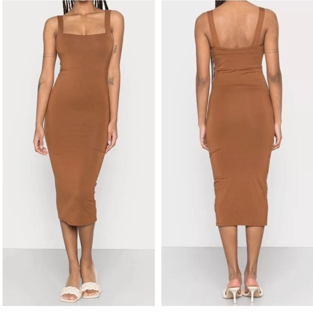 Good American 90s Tank Dress Sz 4 Rust Midi Lined‎ Curve-hugging